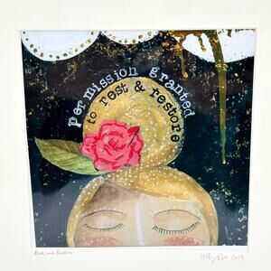 KELLY RAE ROBERTS Original Matted Print - Rest and Restore 2019 14" x 11" New